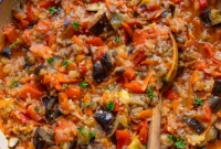 Delicious Fried Eggplant with Vegetables and Rice