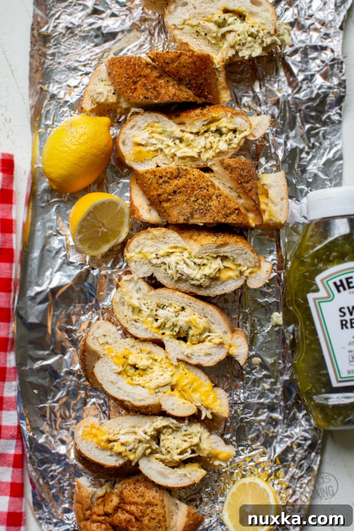 A delicious chicken salad sandwich made with fluffy bread, packed with creamy chicken salad filling.