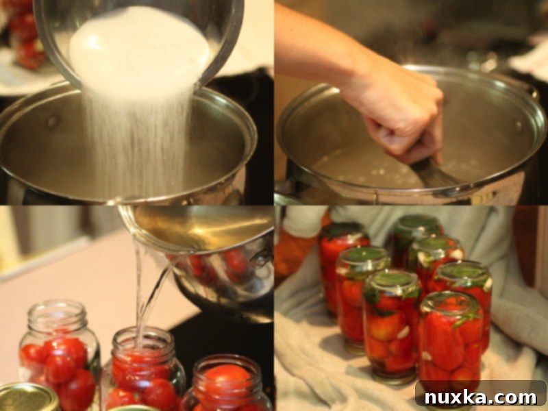 Adding kosher salt, sugar, and vinegar to the reclaimed water to create the pickling brine