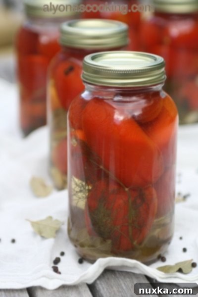 Grandma's Ukrainian Pickled Tomatoes 8 A jar of Ukrainian Pickled Tomatoes with fresh dill and spices