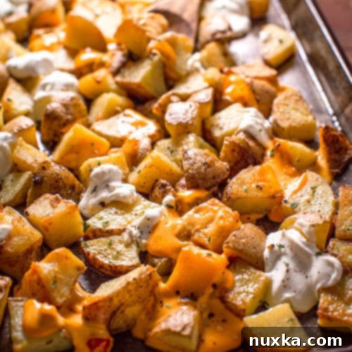 Easy Loaded Baked Potato Casserole with creamy sauce and golden potatoes.