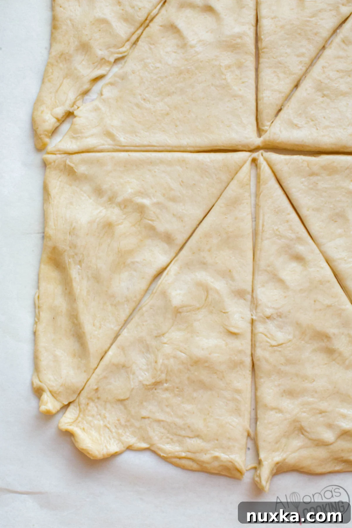 Homemade Pillsbury crescent rolls dough recipe, showcasing fresh, ready-to-use dough