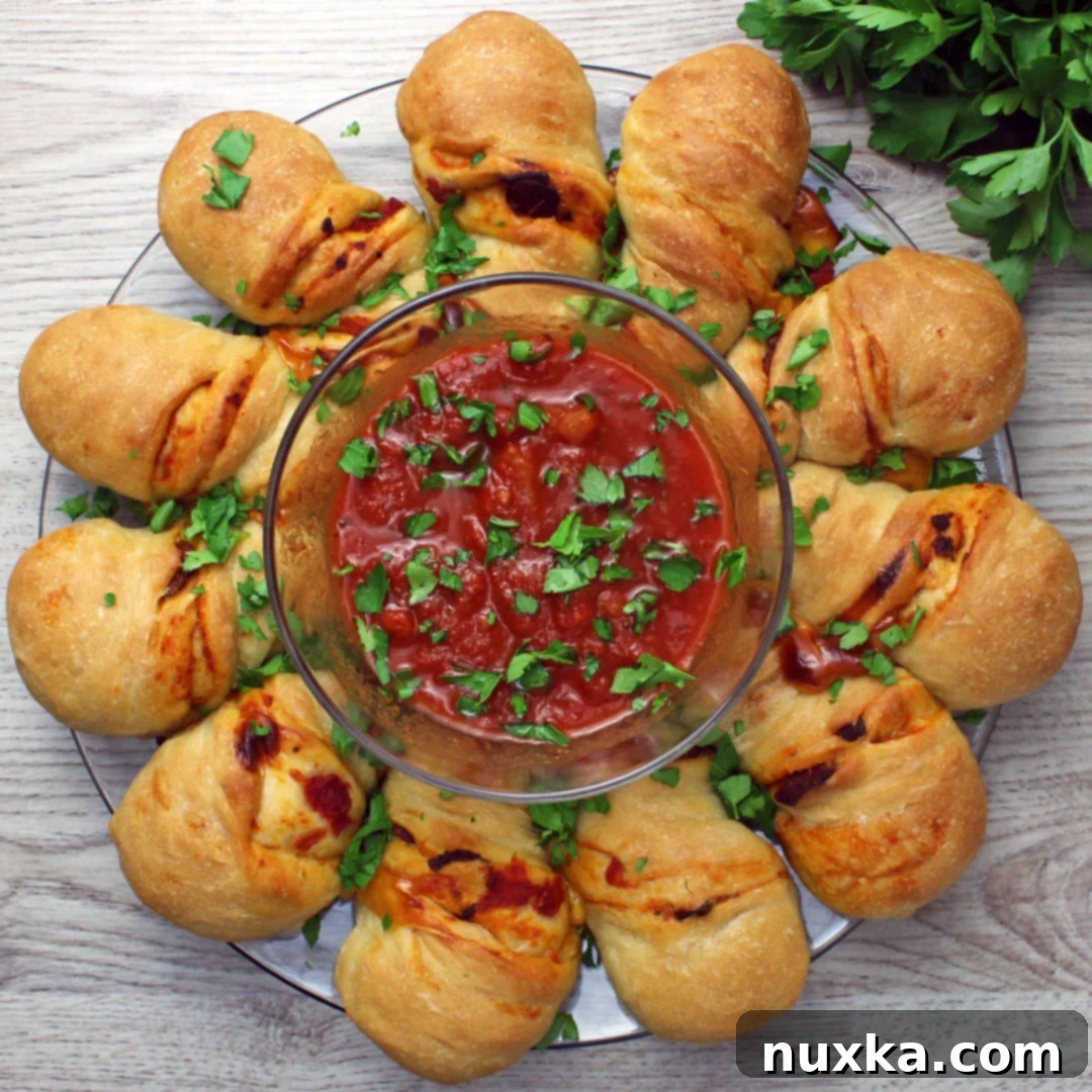 Delicious pull-apart bread made from crescent dough, perfect for a pizza twist recipe