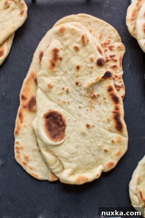 homemade naan bread like grocery stores stonefire brand, fluffy Indian flatbread