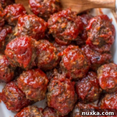 baked bbq meatballs in a baking dish