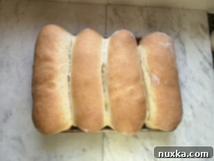 Baking French Bread in the oven until golden brown