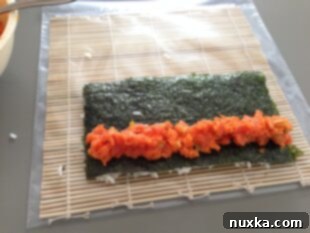 Step 3: Flip nori and add tuna mixture