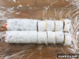 Step 4: Roll and slice the sushi