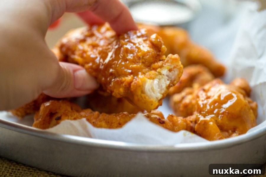 crispy fried chicken tenders hand breaded and coated in a Golden BBQ sauce