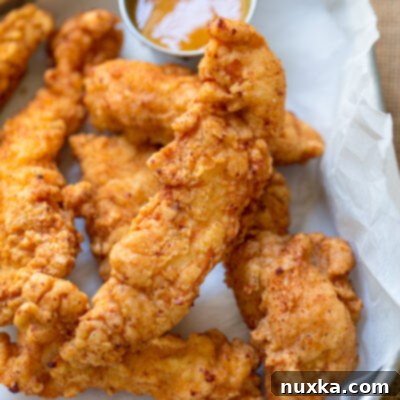 Golden Crunch Chicken Strips 5 crispy chicken tenders with a golden BBQ mustard sauce as a dipping sauce
