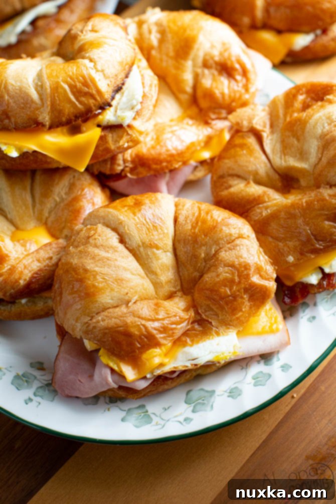Croissant Breakfast Stack 2 breakfast sandwich with croissants
