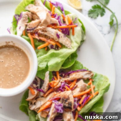 chicken lettuce wraps with peanut butter dressing