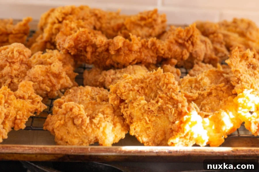 DIY Popeyes chicken sandwich recipe showing the prepared chicken pieces with a crispy coating, ready for frying.