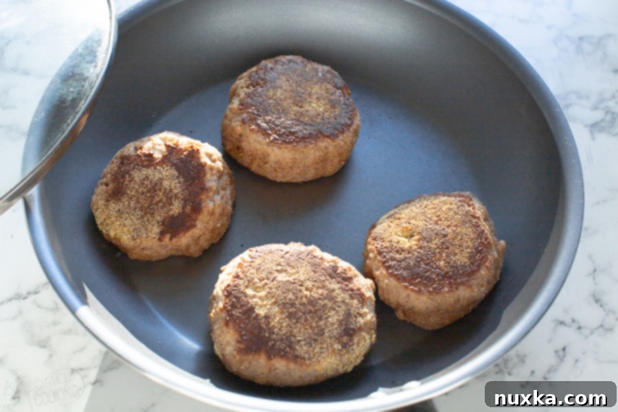 Step-by-step image showing how to cook sourdough English muffins on a stovetop without oil.