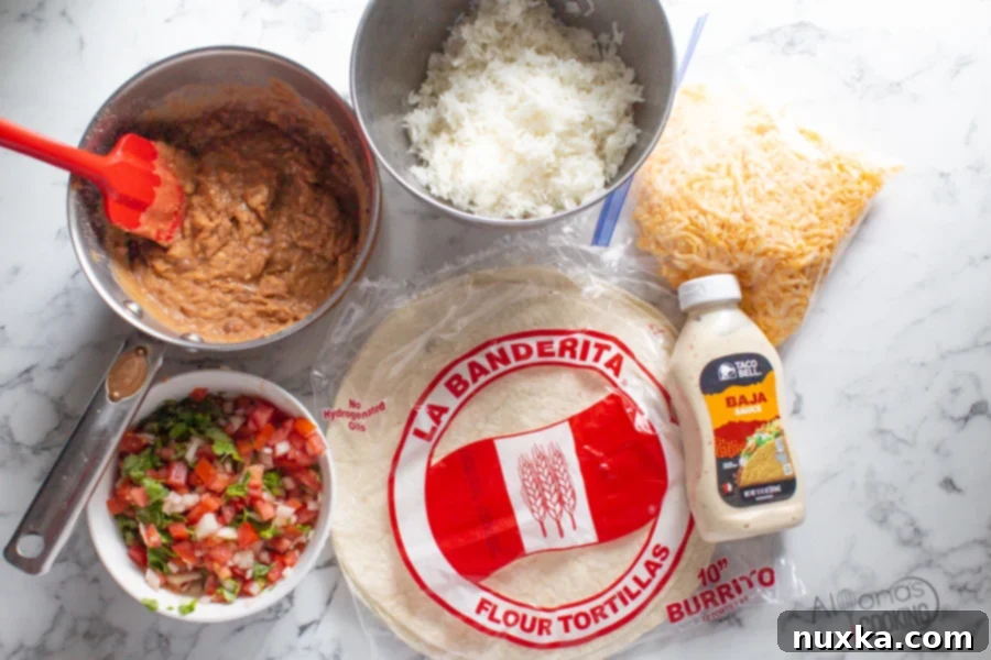 ingredients for the grilled stuffed burrito like Taco Bells
