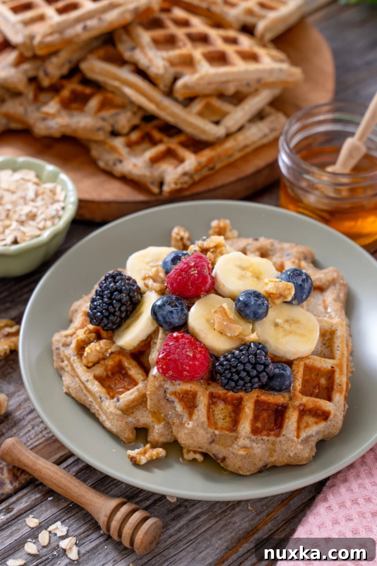 banana oat waffles