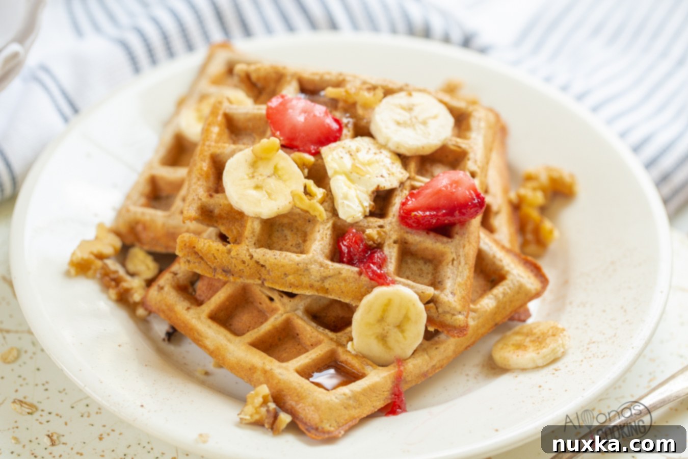 banana oat waffles