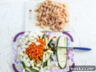 Chopping vegetables for Teriyaki Chicken Fried Rice