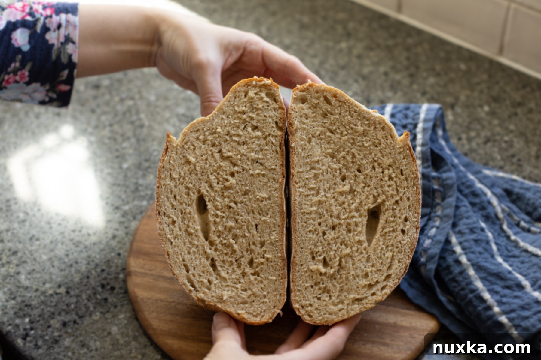 sliced whole wheat sourdough boule