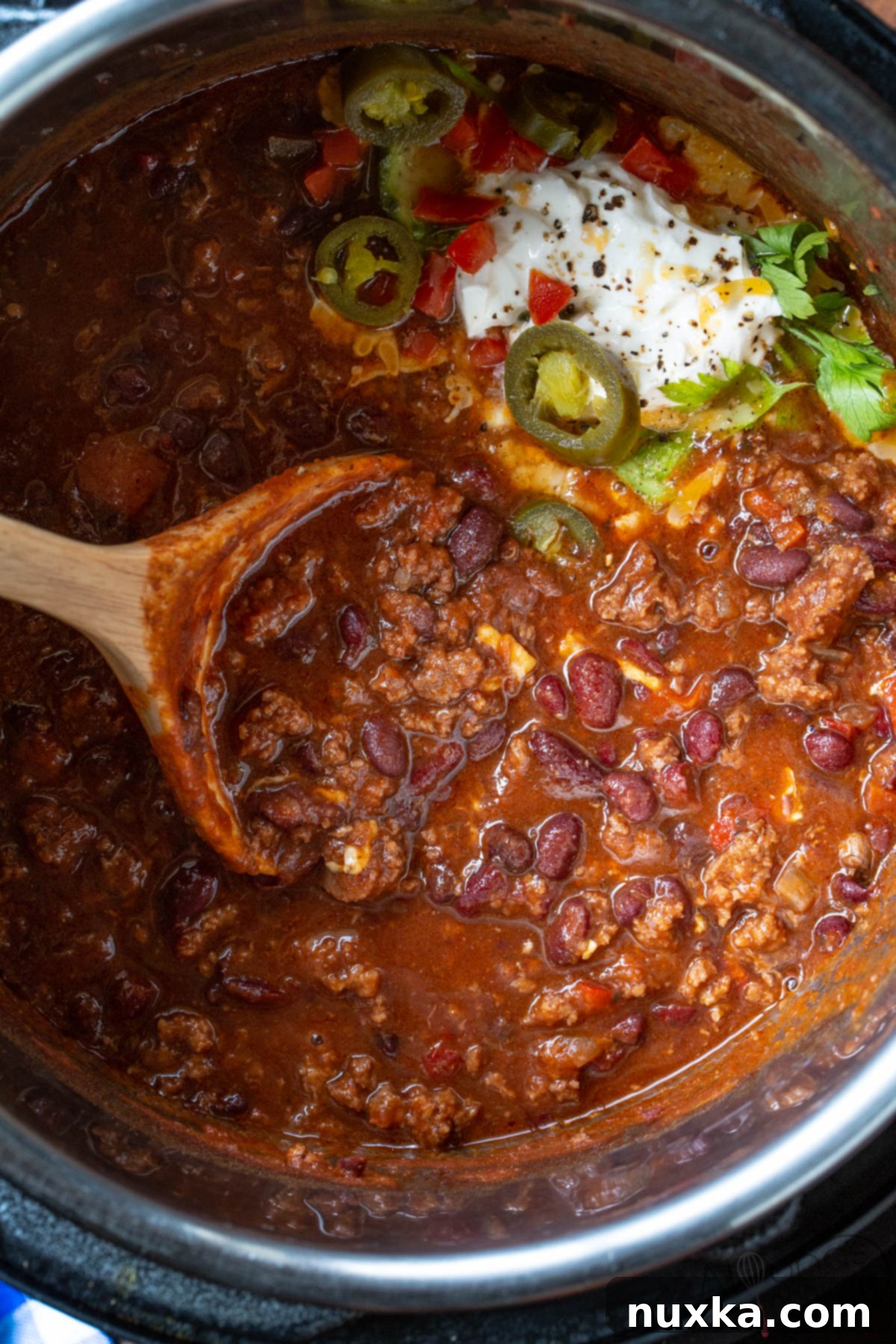 instant pot chili recipe in a bowl