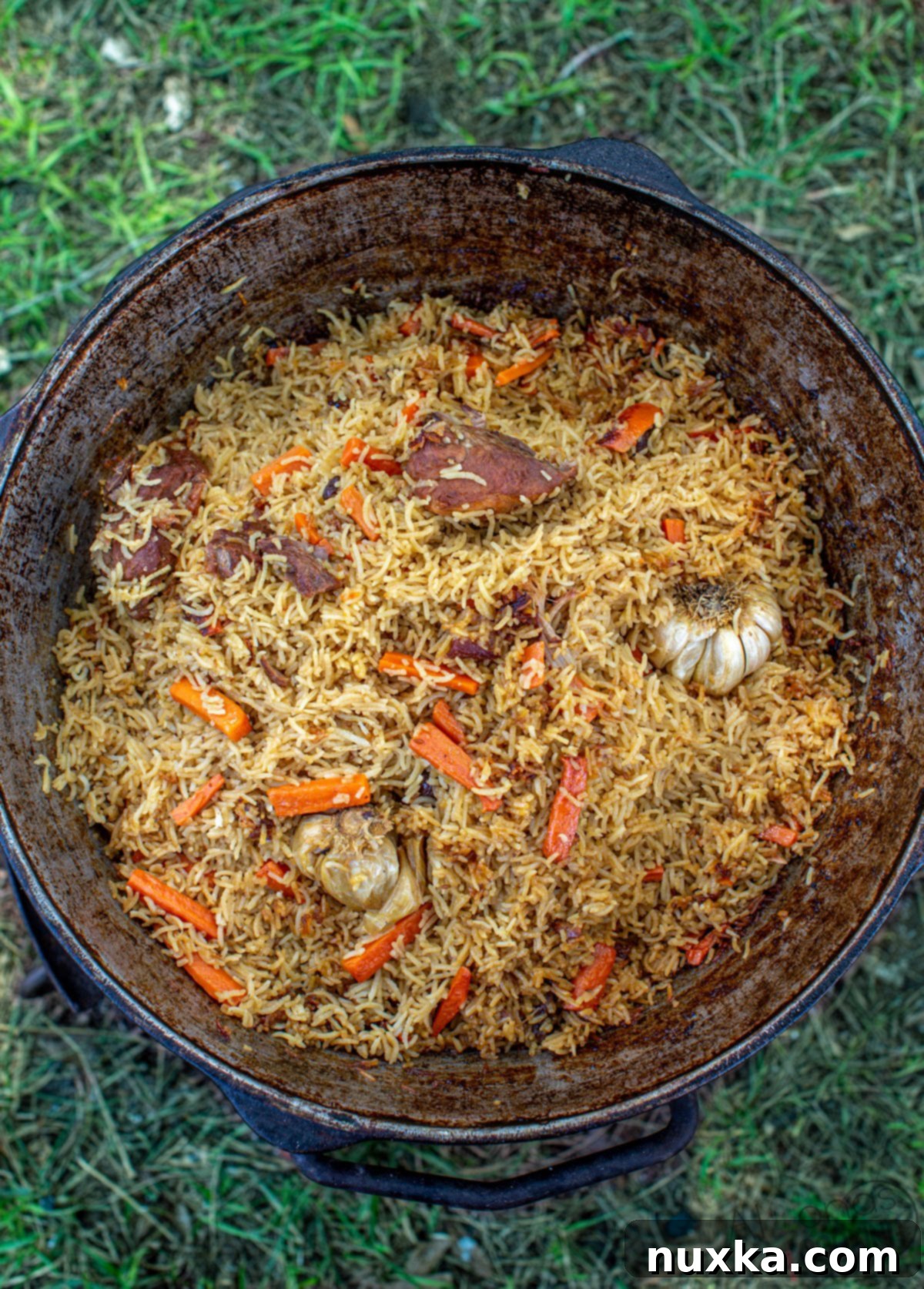 How to make authentic Uzbek Plov in a Kazan over fire with beef and carrots