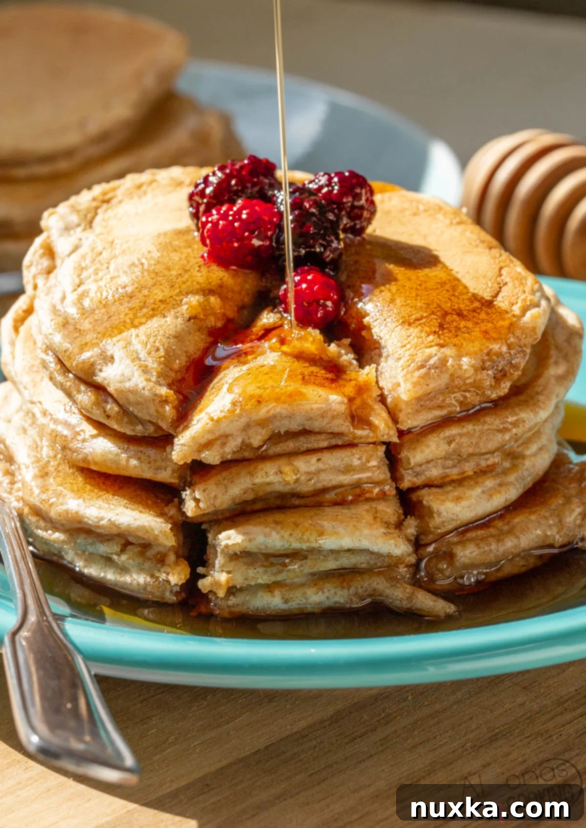 healthy pancakes recipe made from whole wheat flour (ground grain)