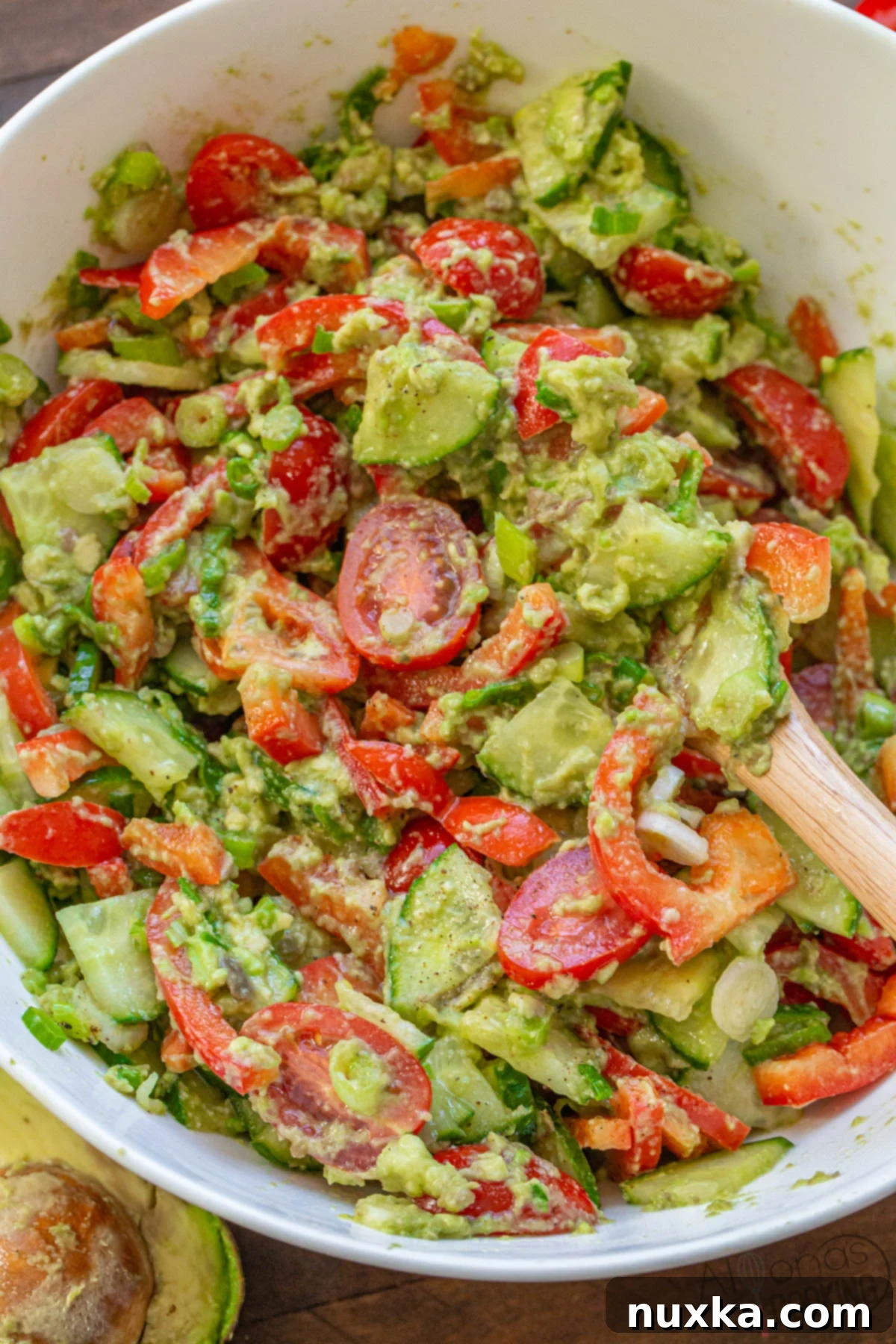 The best avocado salad with cucumbers and tomatoes, showcasing vibrant colors and creamy texture