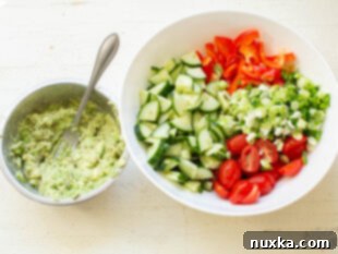 How to chop and prepare ingredients for an avocado salad