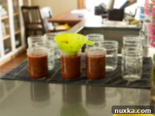 hot packing salsa into canning jars