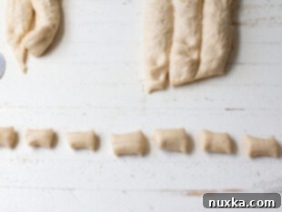 Dough ropes cut into individual pretzel bites