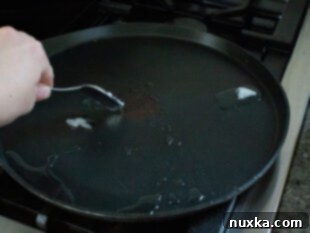 Heating a pan for pancake cooking