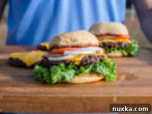 Assembled venison burgers in homemade hamburger buns