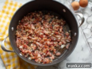 fried bacon and onion for breakfast casserole