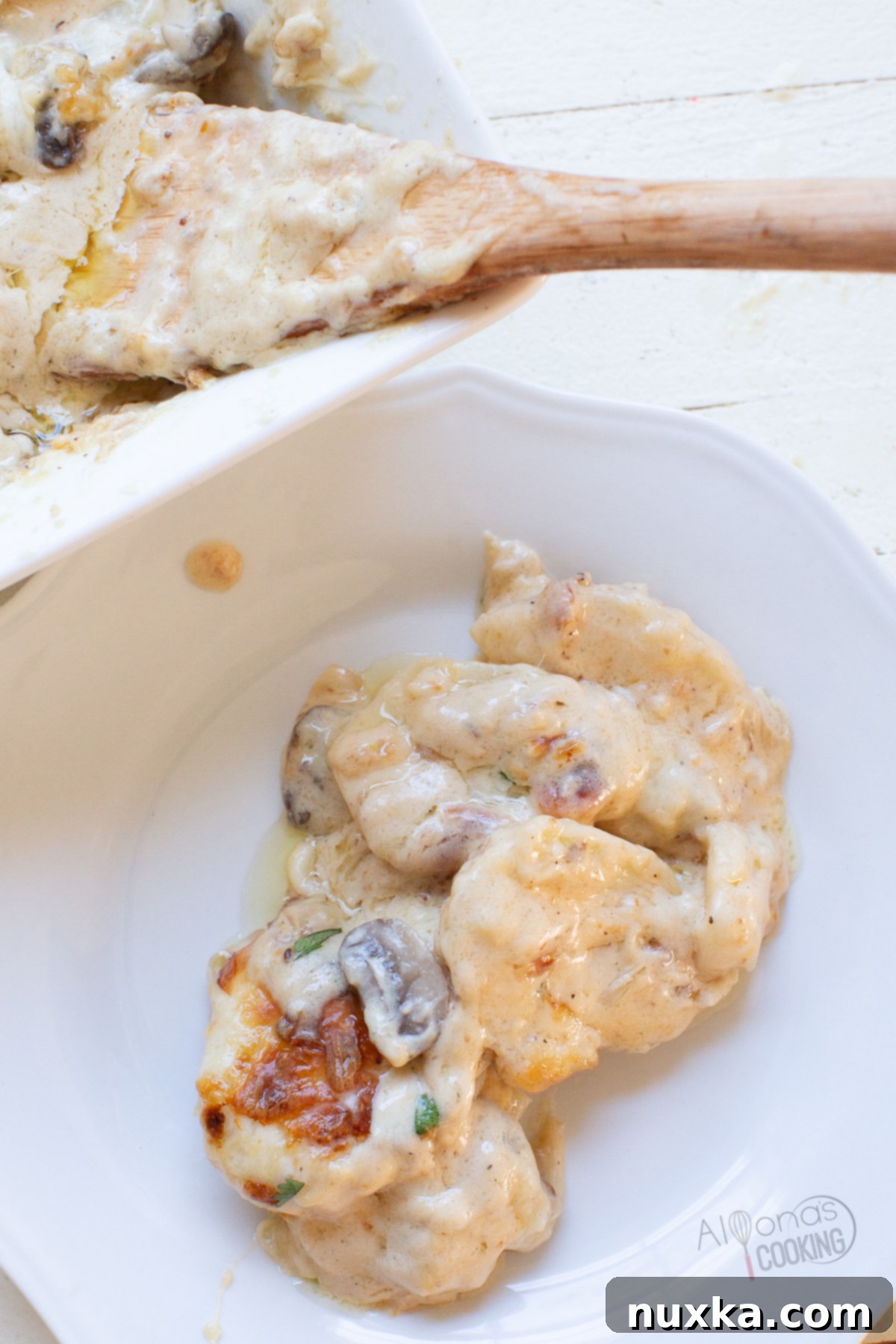 Close-up of creamy scalloped potatoes with golden cheesy crust