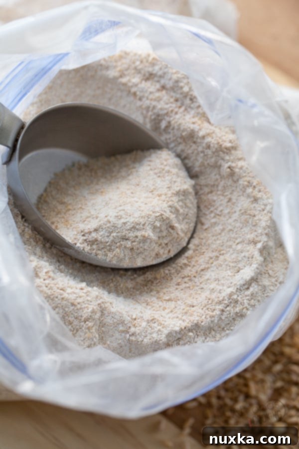 measuring whole wheat flour 
