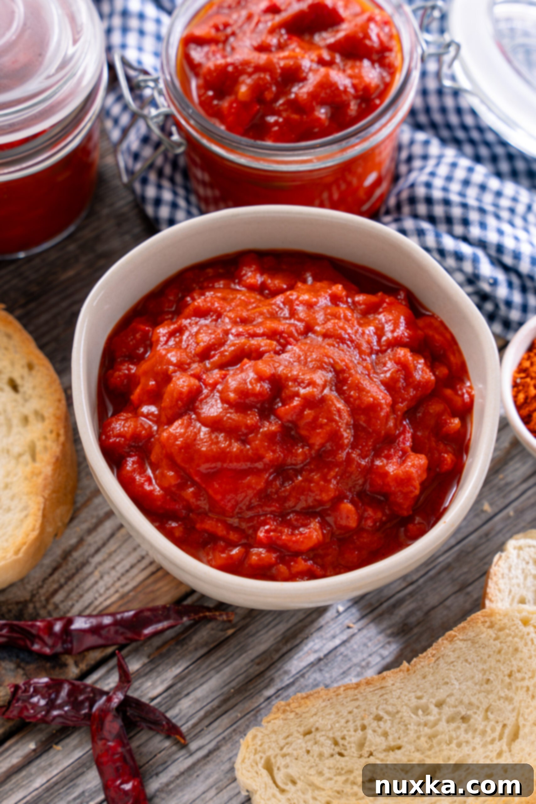 Israeli Matbucha recipe with roasted bell peppers and tomatoes 