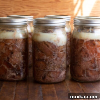 Canned meat in jars, specifically venison, prepared for long-term storage.