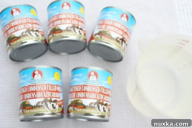 Cans of condensed milk, the sole ingredient for making homemade Dulce de Leche.