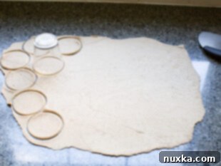 cutting out Pelmeni dough