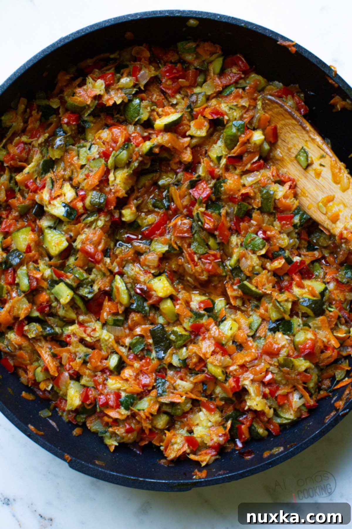 zucchini spread in a skillet 
