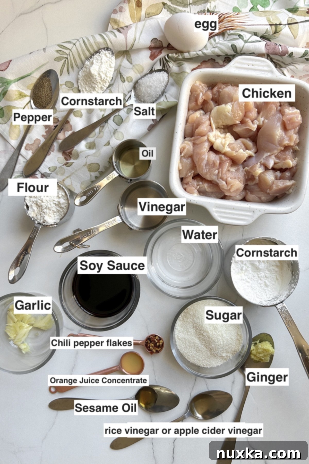 Panda Express Orange Chicken ingredients (chicken, orange sauce, batter, and breading ingredients)
