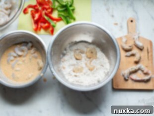 Shrimp Fritto Misto Prep and assembly for deep frying