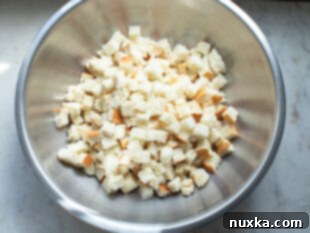 cubed bread for croutons