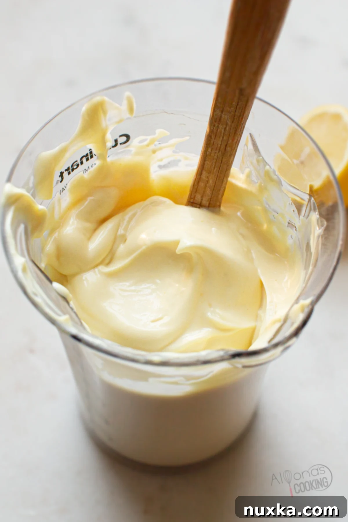 homemade mayonnaise whipped in a cup