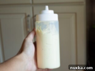 storing homemade mayonnaise in a squeeze bottle