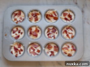 garnished egg bites with bacon pieces
