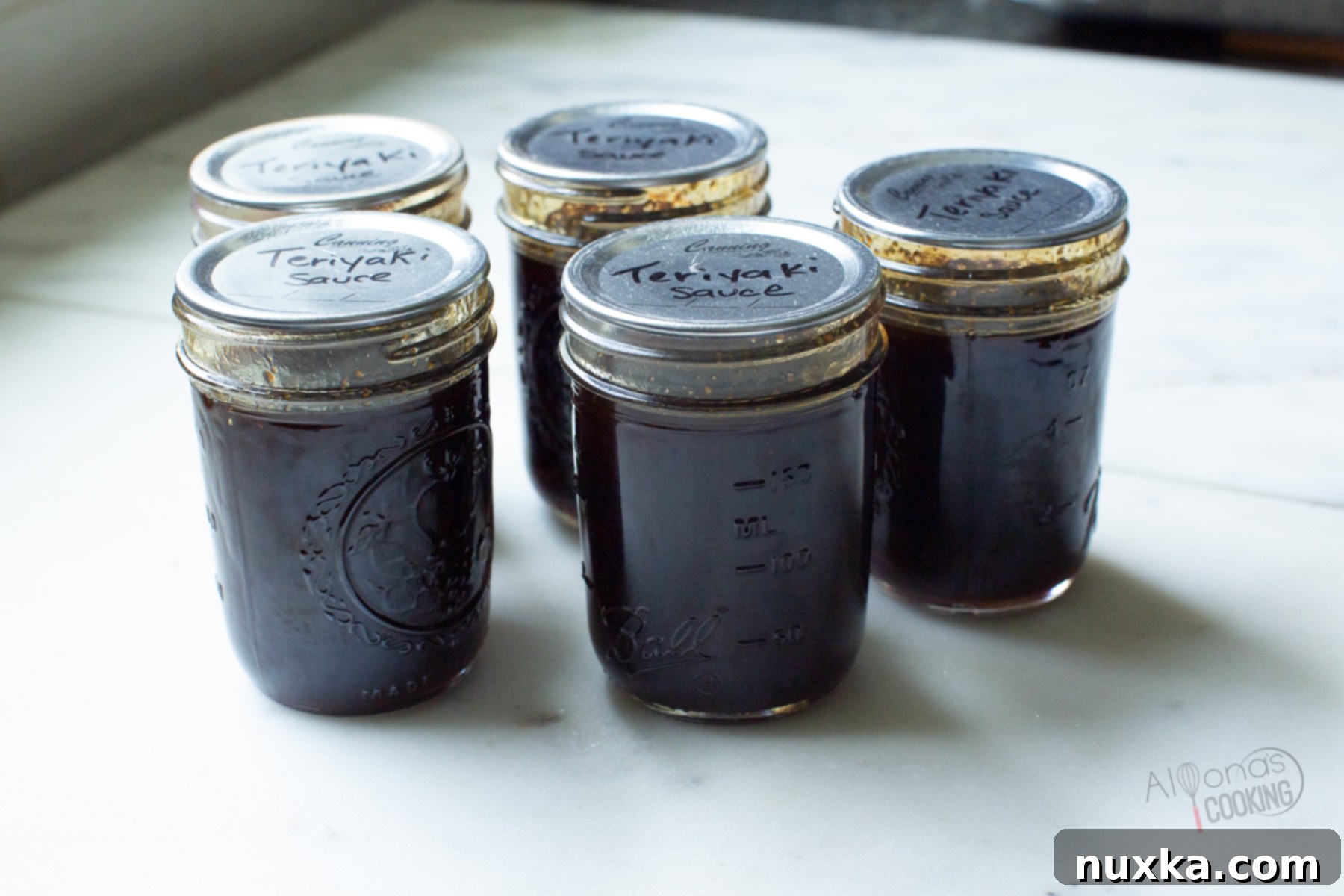labeled and sealed teriyaki sauce