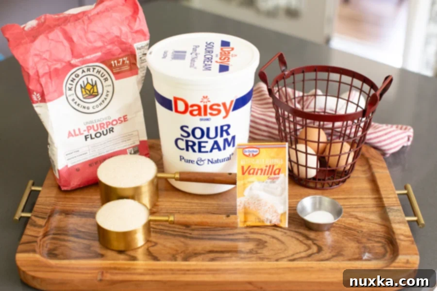 Ingredients for the moist sponge cake layers of the Ukrainian poppy seed cake