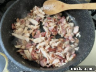 sautéing the chicken and bacon for egg frittata casserole
