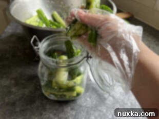 storing marinated cucumbers in a jar
